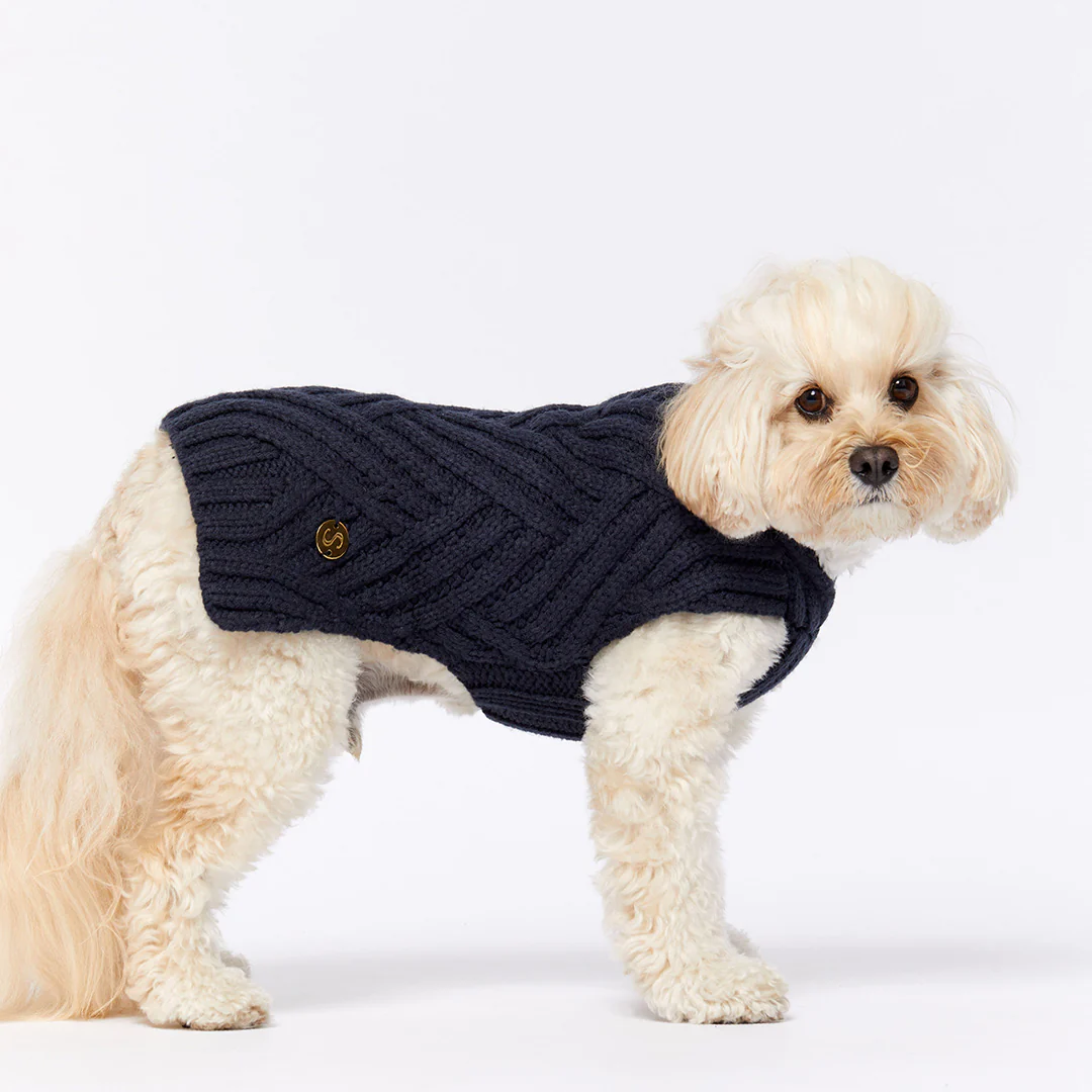 Merino Wool Weave Knit Dog Sweater - Indigo - Image 7