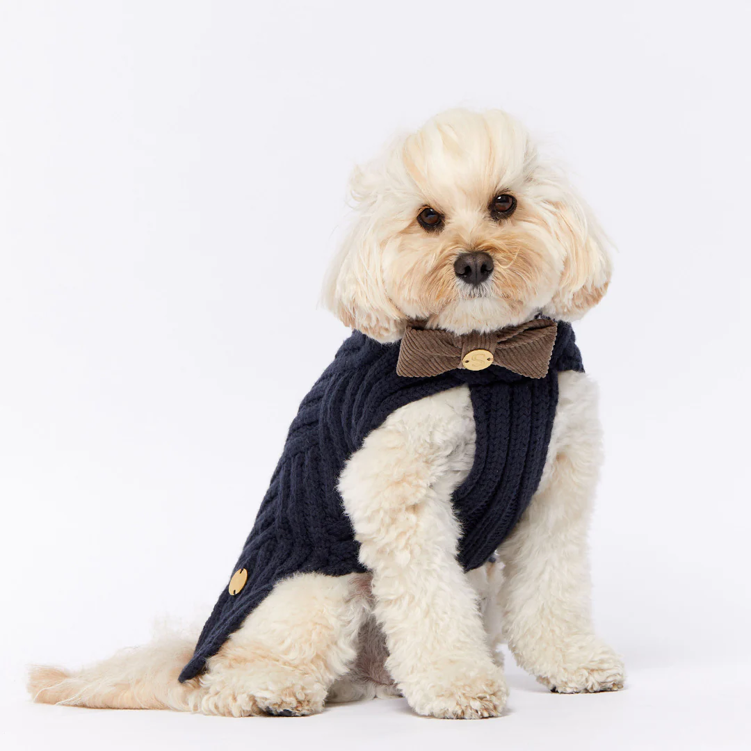 Merino Wool Weave Knit Dog Sweater - Indigo - Image 8