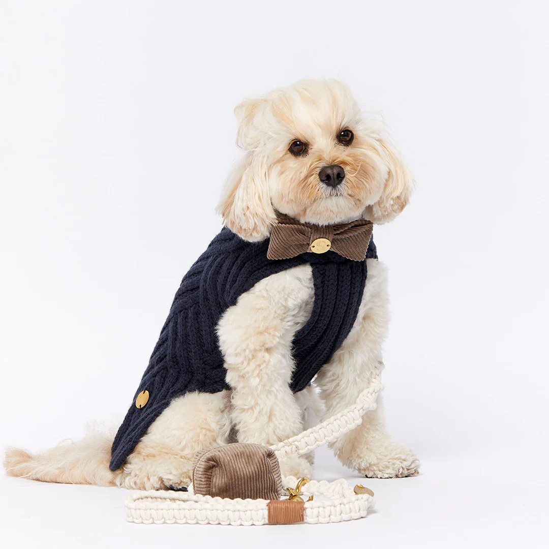 Merino Wool Weave Knit Dog Sweater - Indigo - Image 9