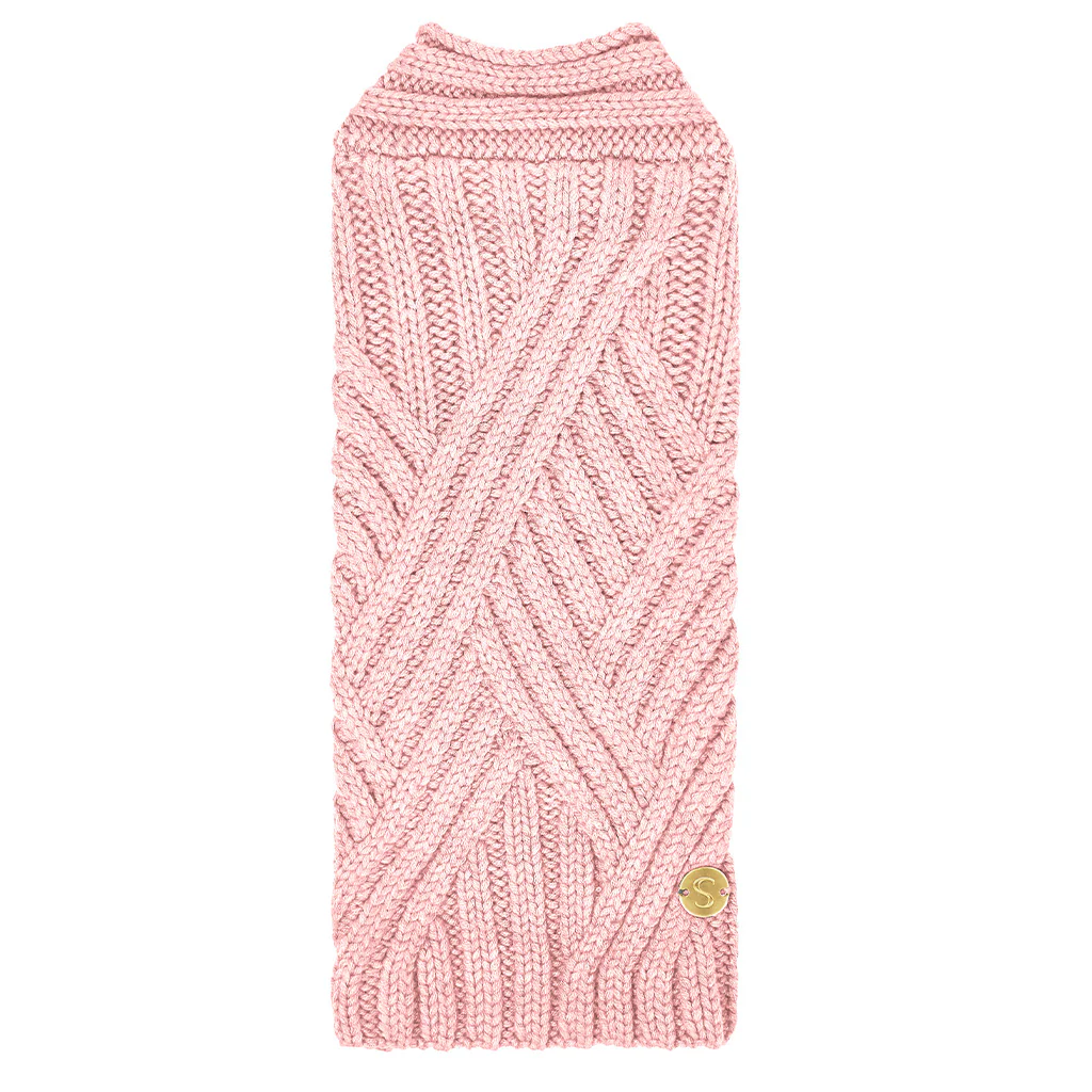 Merino Wool Weave Knit Dog Sweater - Soft Pink - Image 3