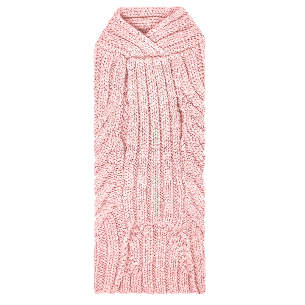 Merino Wool Weave Knit Dog Sweater - Soft Pink - Image 4