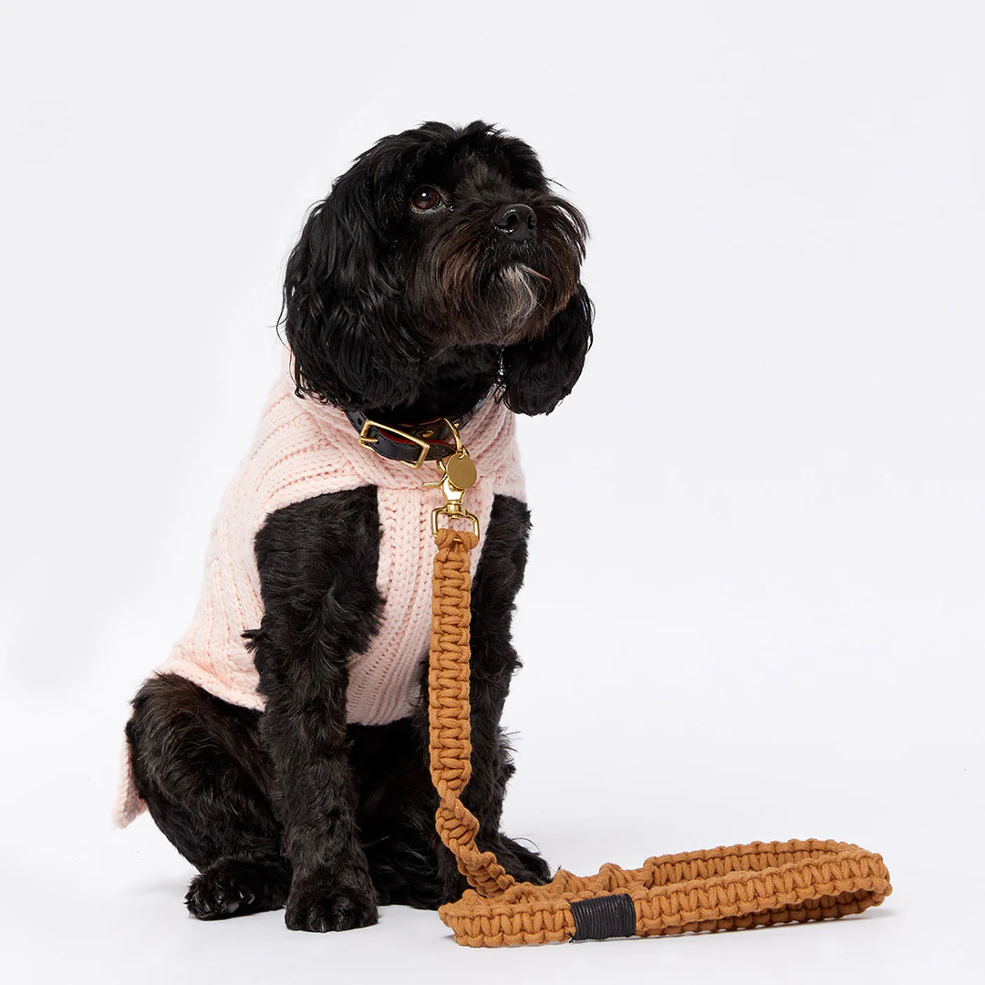 Merino Wool Weave Knit Dog Sweater - Soft Pink - Image 6