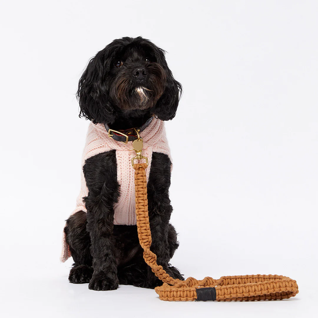 Merino Wool Weave Knit Dog Sweater - Soft Pink - Image 7