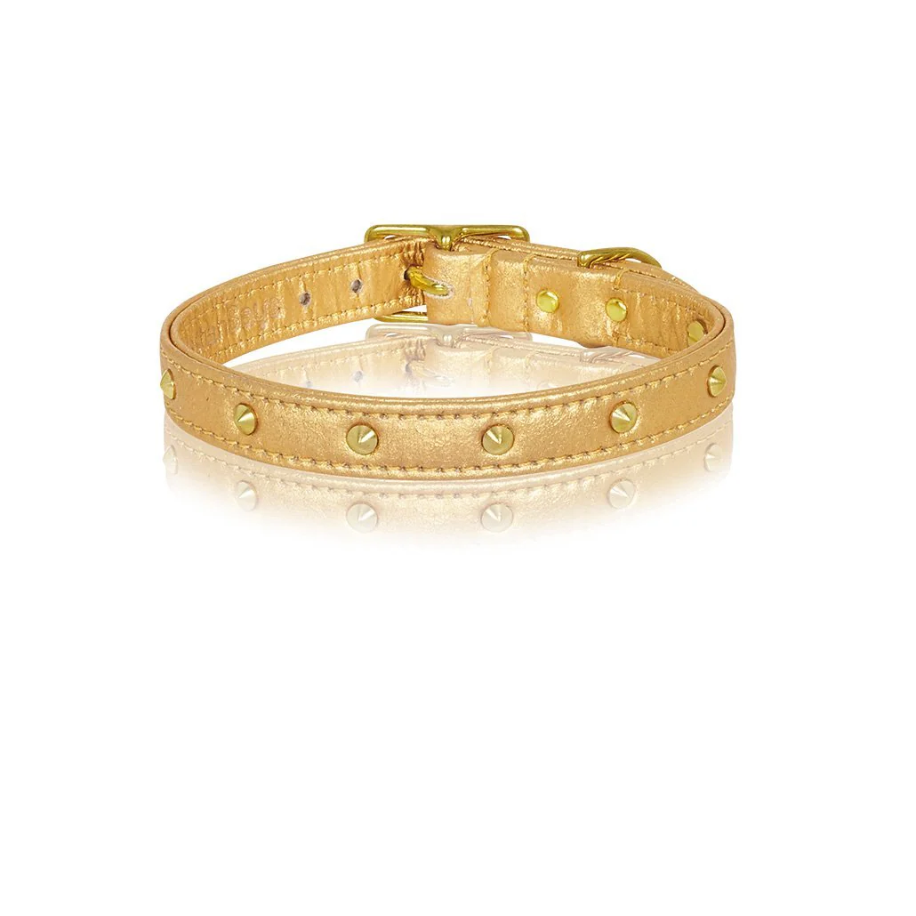 Piñatex Spike Dog Collar - Gold - Image 3